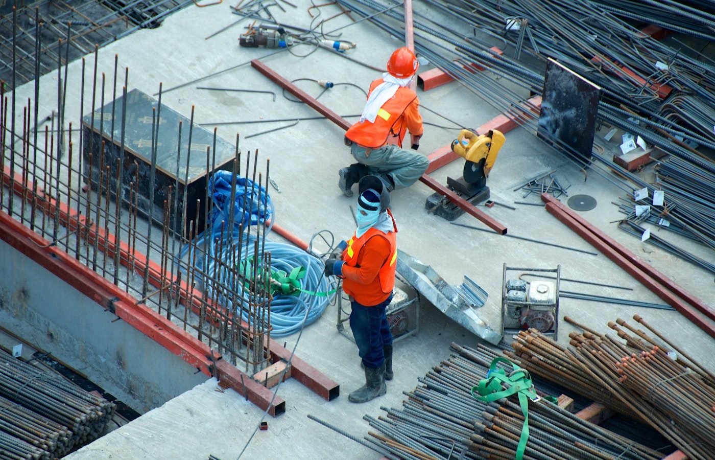 Construction crew working on site with safety gear
